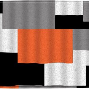 Black White Gray Orange Geometric Pattern Abstract Modern Bathroom Mat Rug Memory Foam Soft Bathroom Living Room Bedroom Mat Bath Rugs 17.8x29.5 Inch
