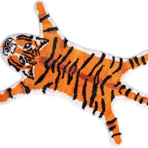 Tiger Shaped Rug Animals Bath Mat Non-Slip, Door Mat for Bedroom Kitchen Cartoon Area Rug for Bathroom Tub Soft Bathmat