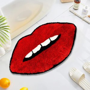 Red Lip Bath Mat for Bathroom Cool Decorative Kids Bedroom Rugs Non-Slip Washable Cute Bathroom Rugs Accent Small Area Rug for Girls Funny Absorbent Shower Rug 35''??20''