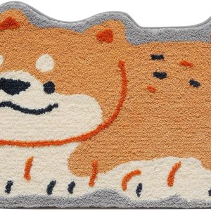 Bathroom Rug Cute Animal Pattern Fun Bath Mat, Microfibre Soft Oval Rug, Rubber Back, Multi-Color, Durable, Machine Wash Bath Mat for Bathroom Floor, 19.68"x 31.49", (Dog)