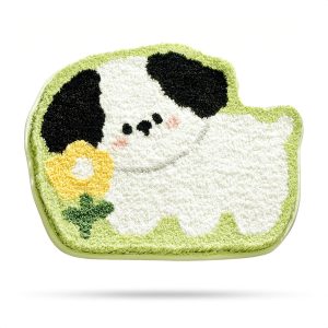 Dog Bathroom Rug Animal Bath Mat, Non-Slip Soft Shower Rug Microfiber Cute Bath Rug for Kids, Water Absorbent Thick Shaggy Floor Mats for Bedroom, Kitchen, Home Decor, 20" x 25"