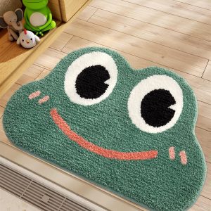 Cute Animal Bathroom Rugs, Plush Absorbent Bath Mats for Bathroom, Non-Slip Backing Washable Bath Mat, Ideal for Shower Sink Bathtub Room Decor, 19.5"x31.5", Frog